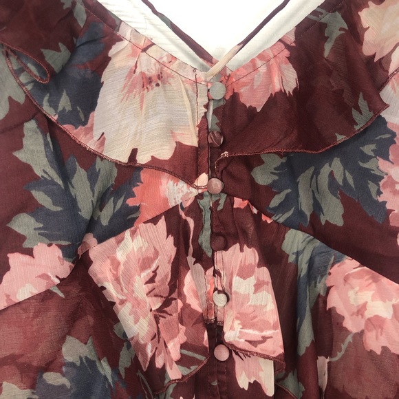 Abercrombie & Fitch Floral Ruffle V-Neck Shell Tank - Picture 6 of 10